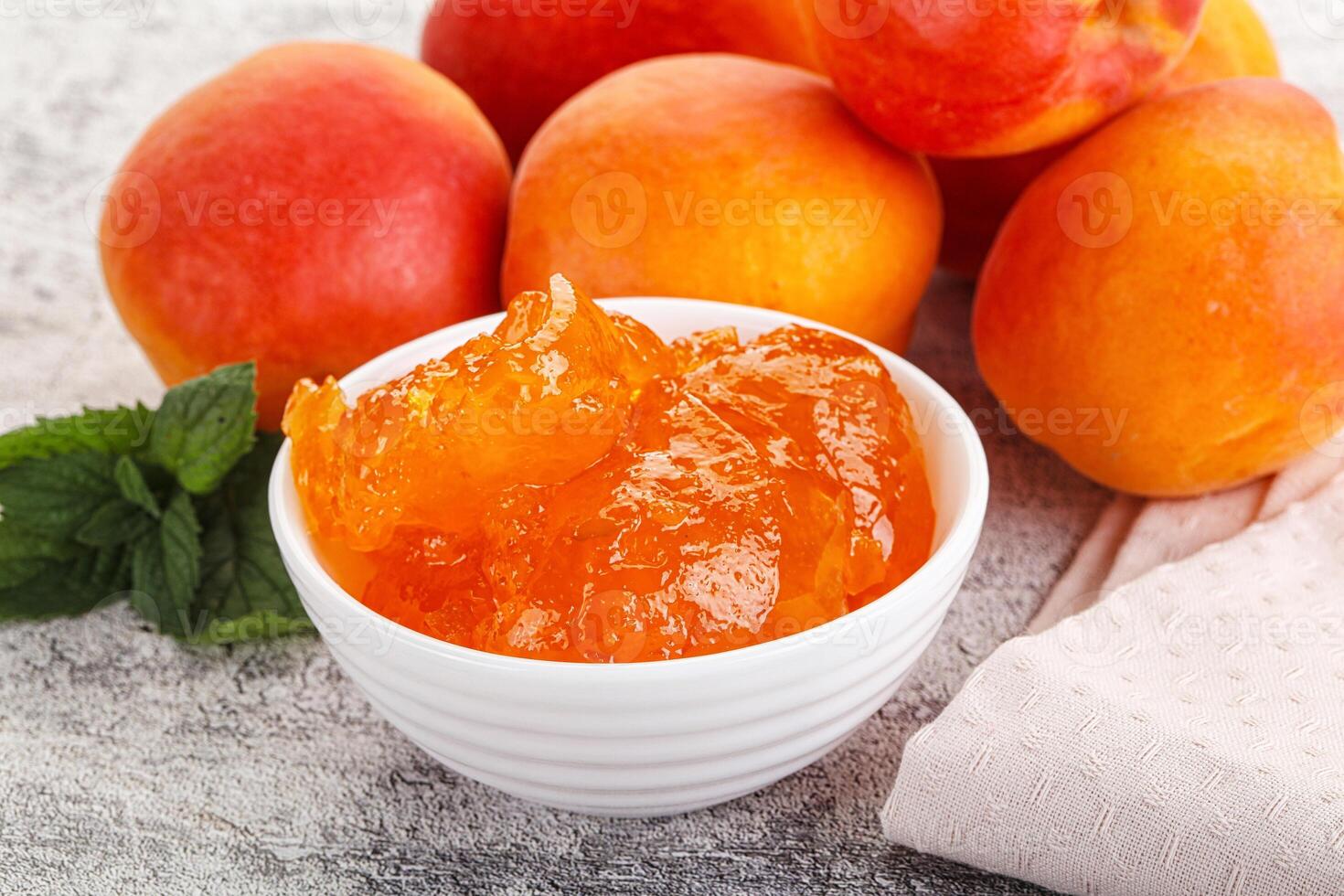 Sweet apricot jam homemade dessert photo