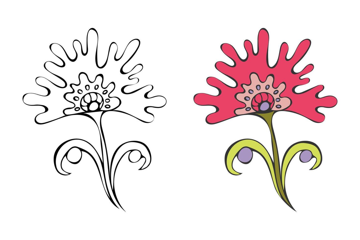 Hand drawn doodle illustration flower, isolated on white background. vector