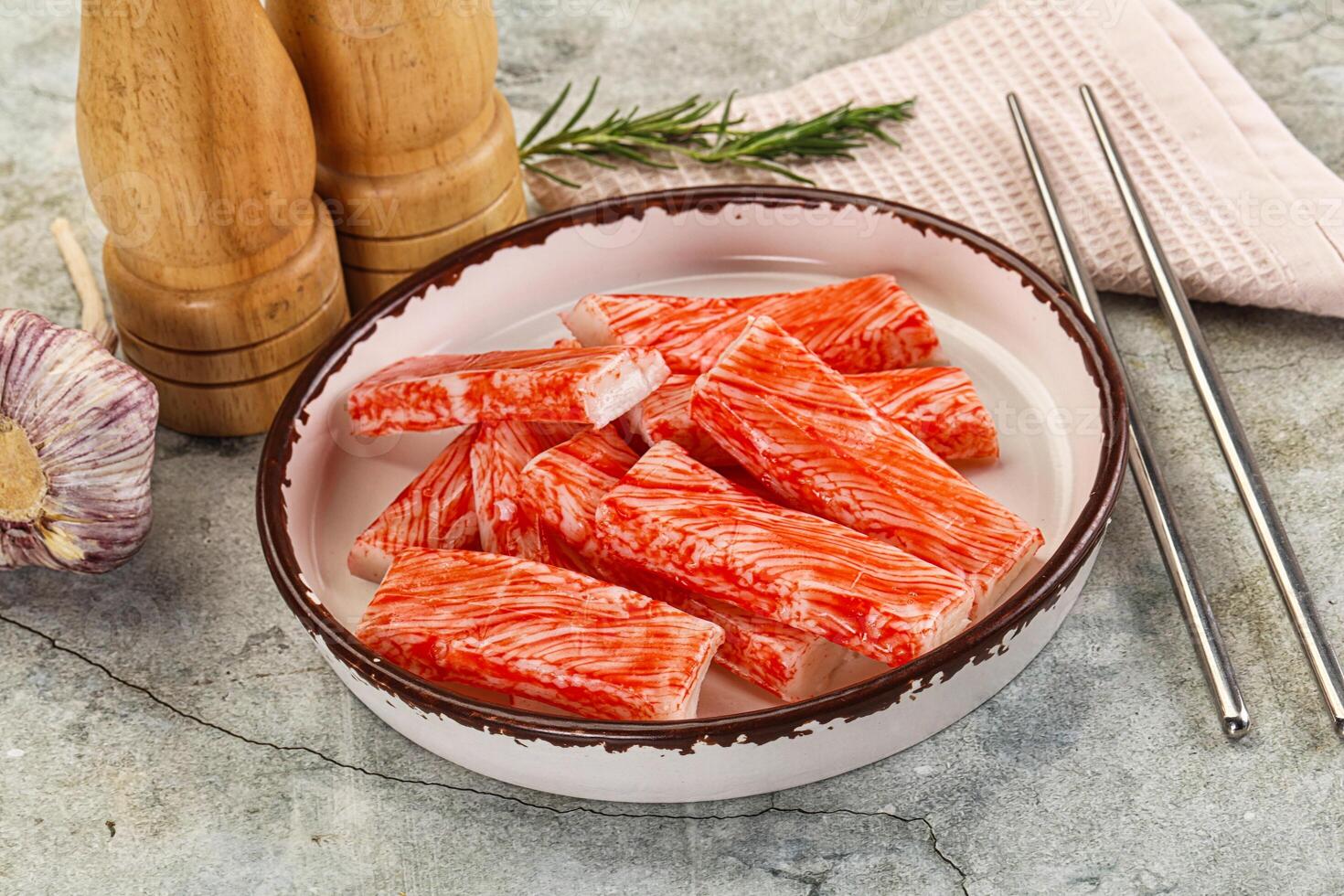 Crab meat stick surimi appetizer photo