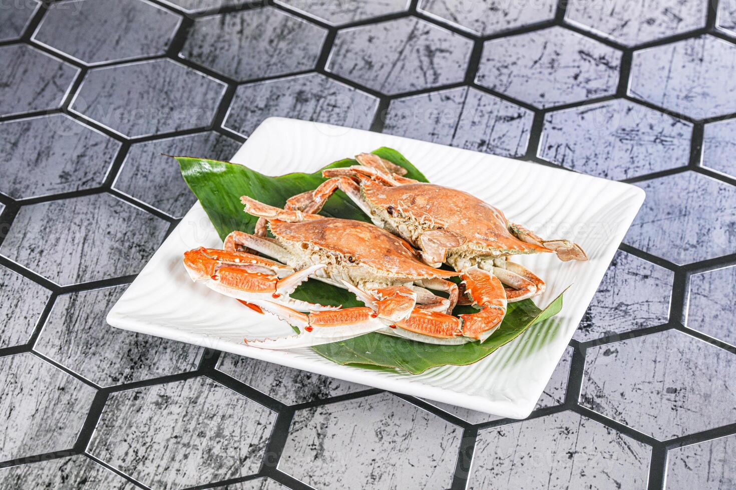 Yummy boiled crab in the plate photo