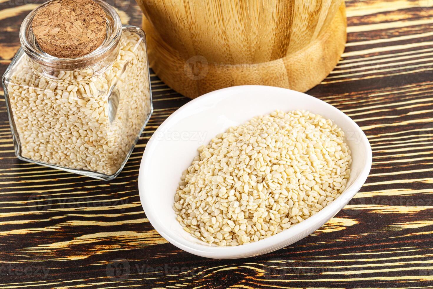Sesame seeds heap in the bowl photo