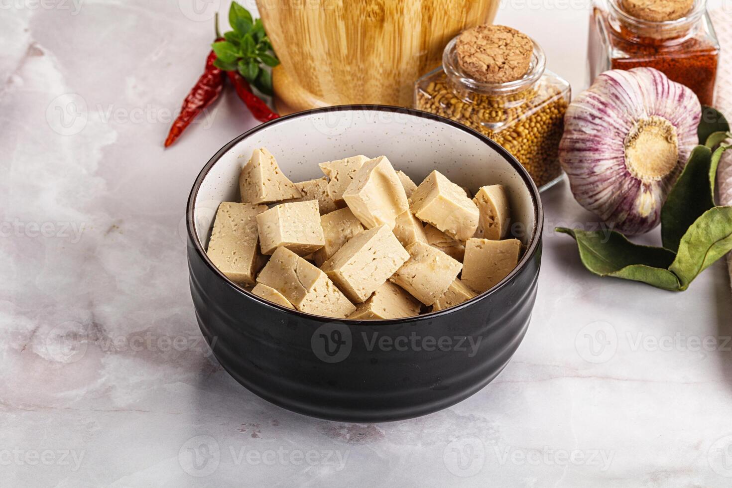 Vegan cuisine - organic tofu cheese photo