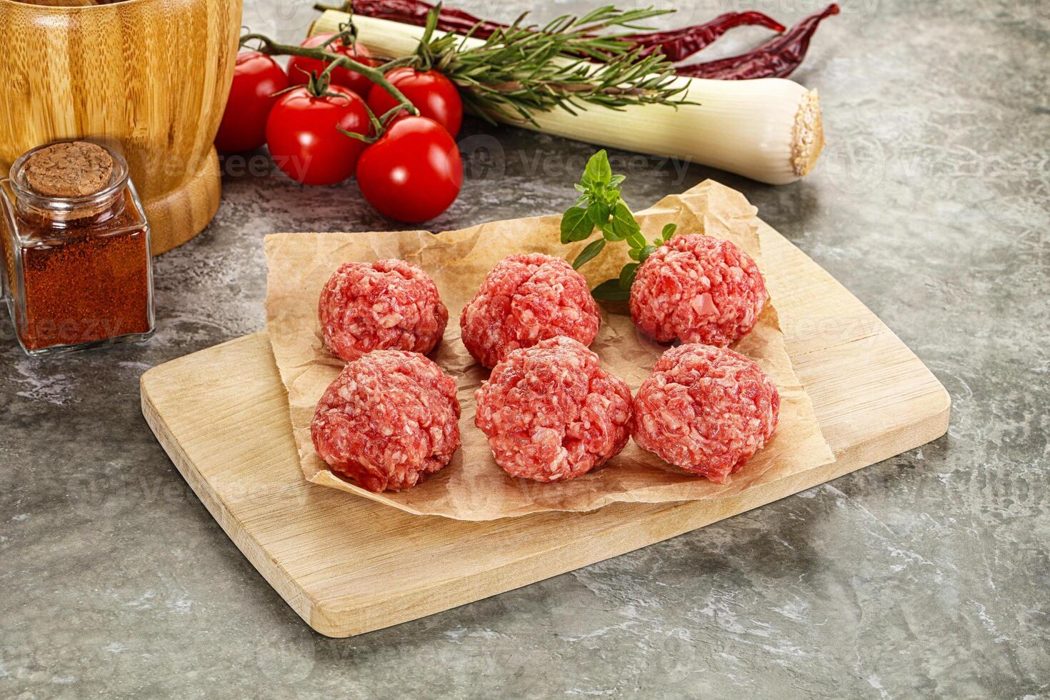 Raw beef meatball minced meat photo