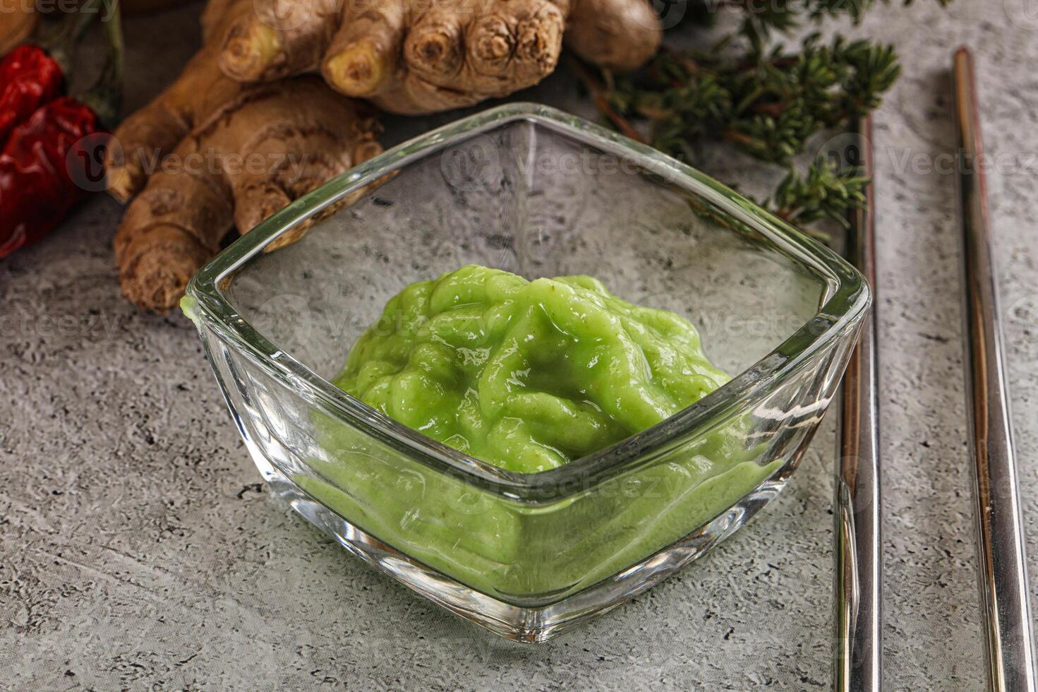 Green organic asian Wasabi seasoning photo