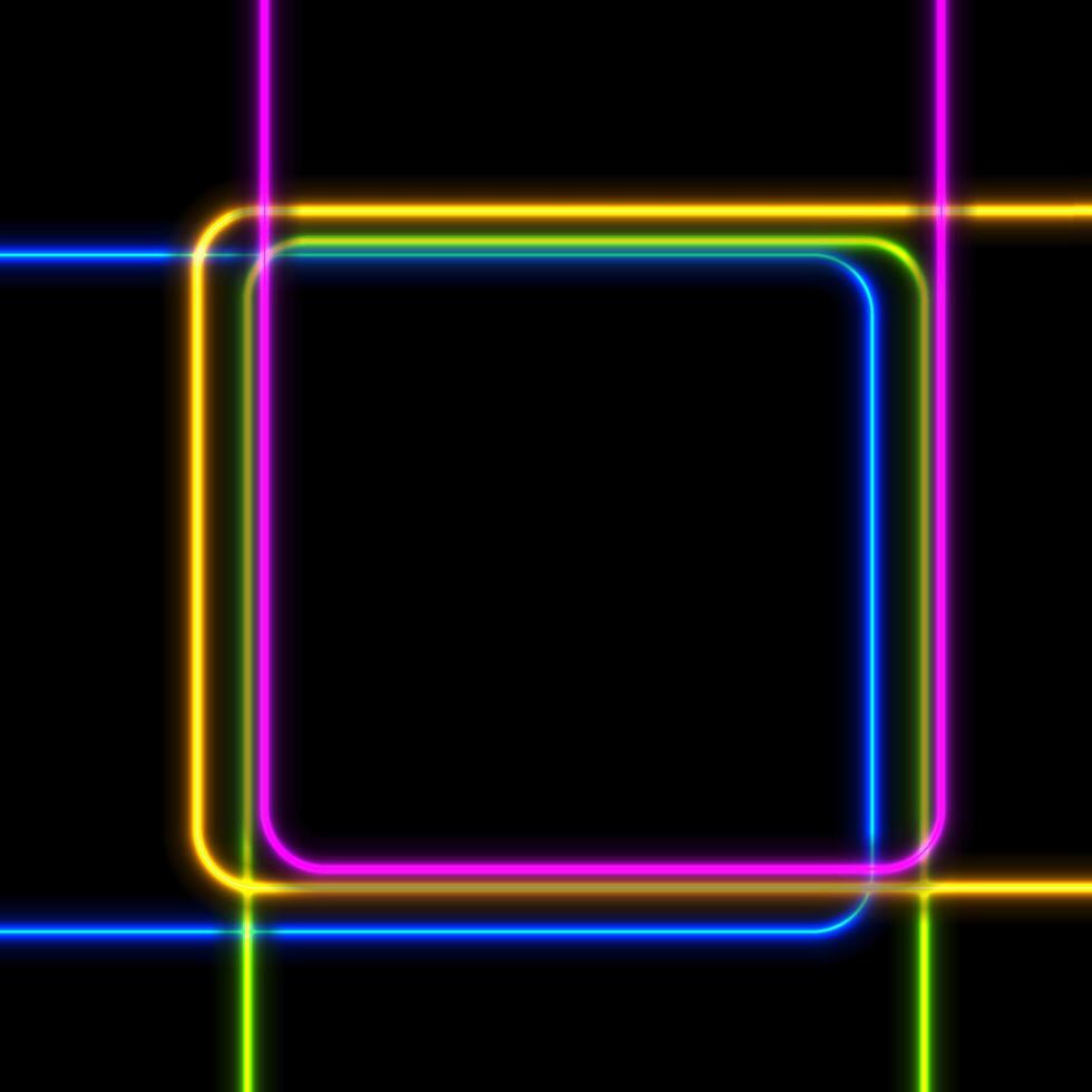 Abstract colorful neon square frame abstract background vector