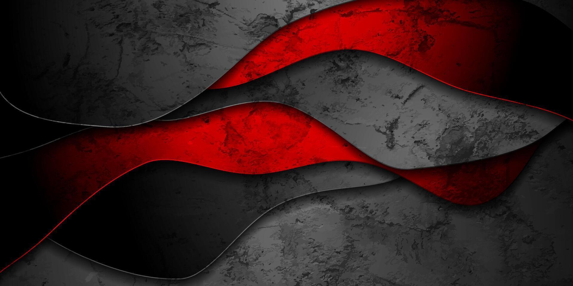 Red and black abstract grunge corporate wavy background vector