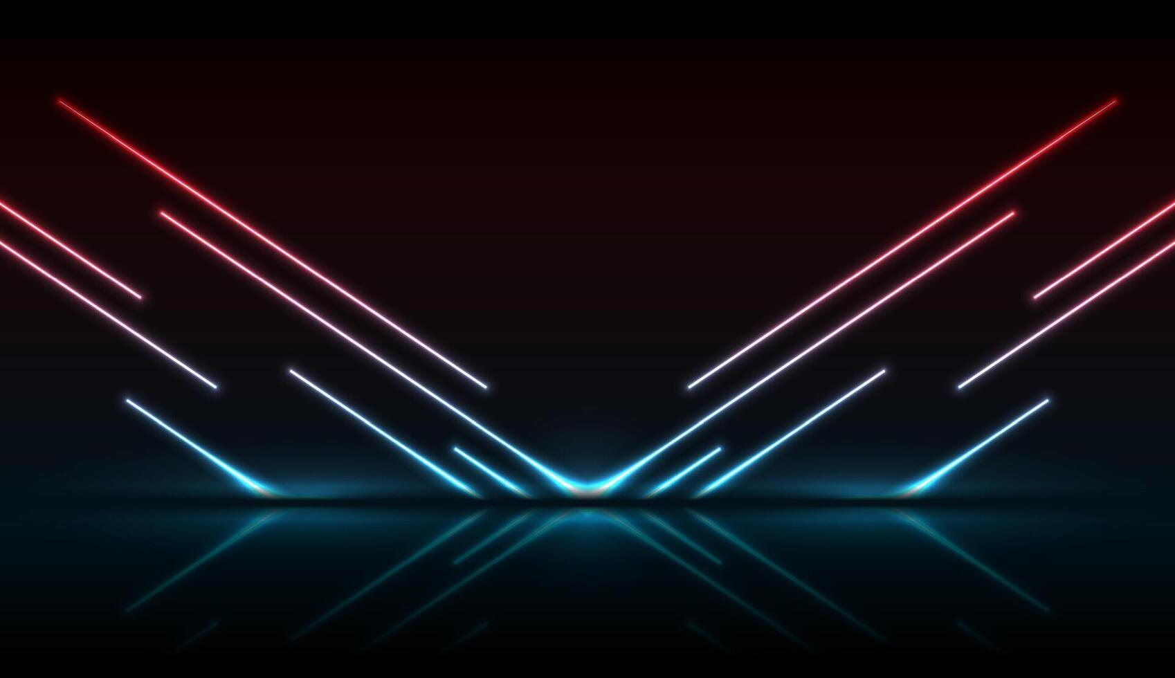 Blue red neon laser arrows technology background vector