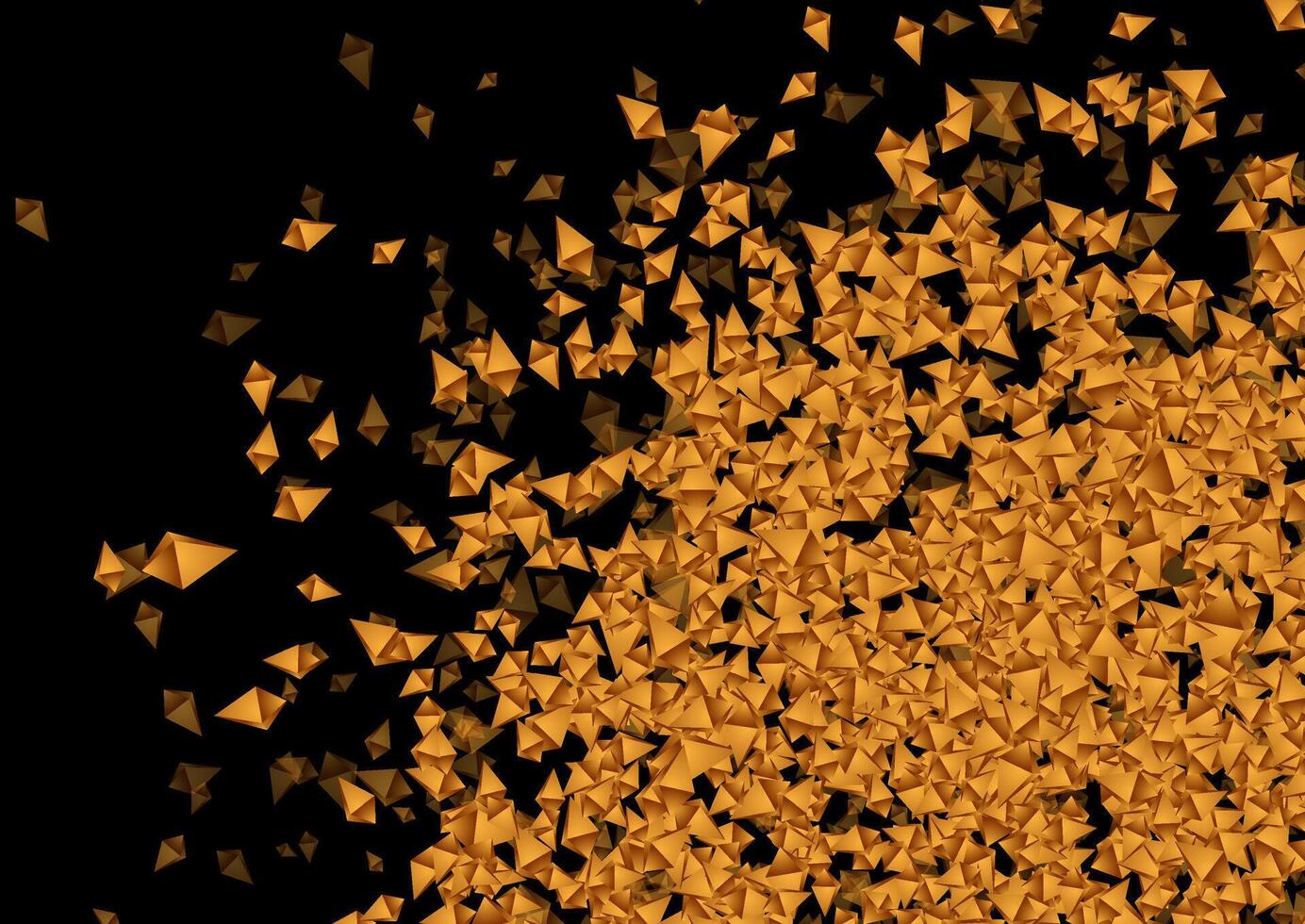 Golden 3d pyramids abstract tech geometric background vector