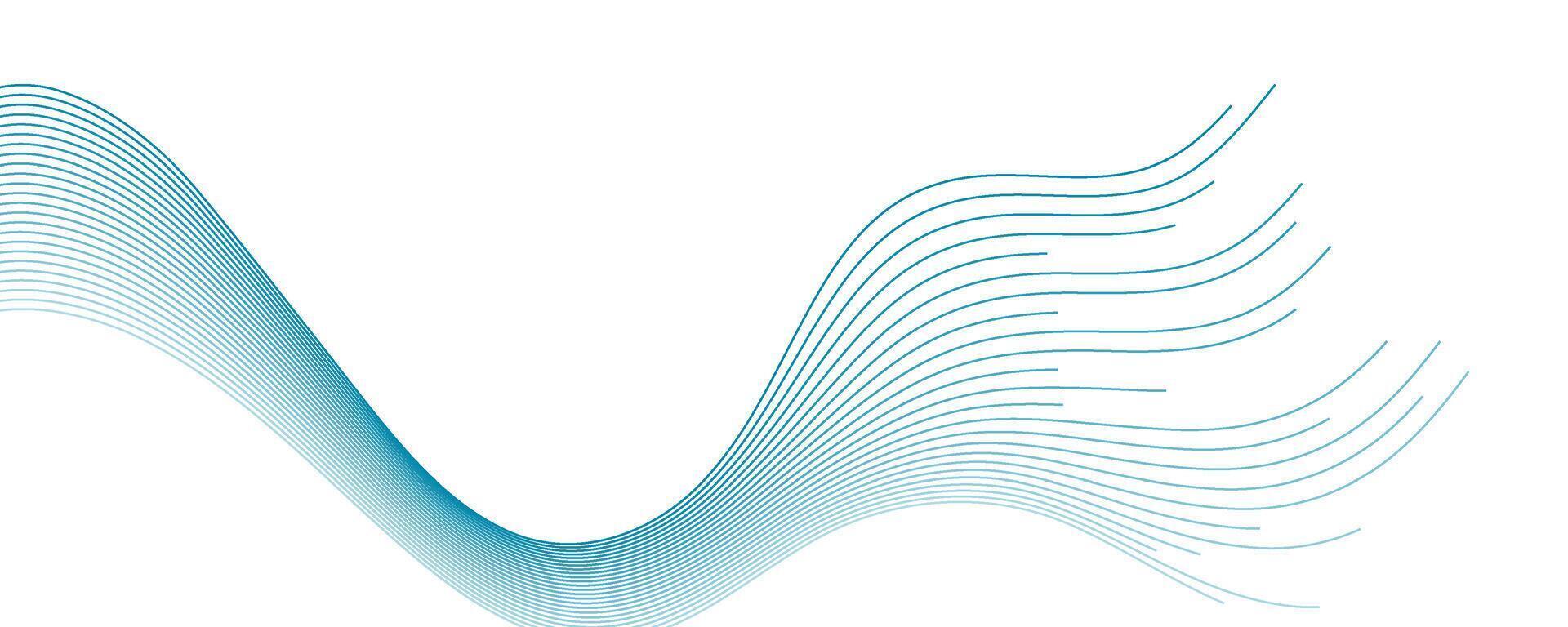 Blue minimal wavy lines abstract futuristic tech background vector