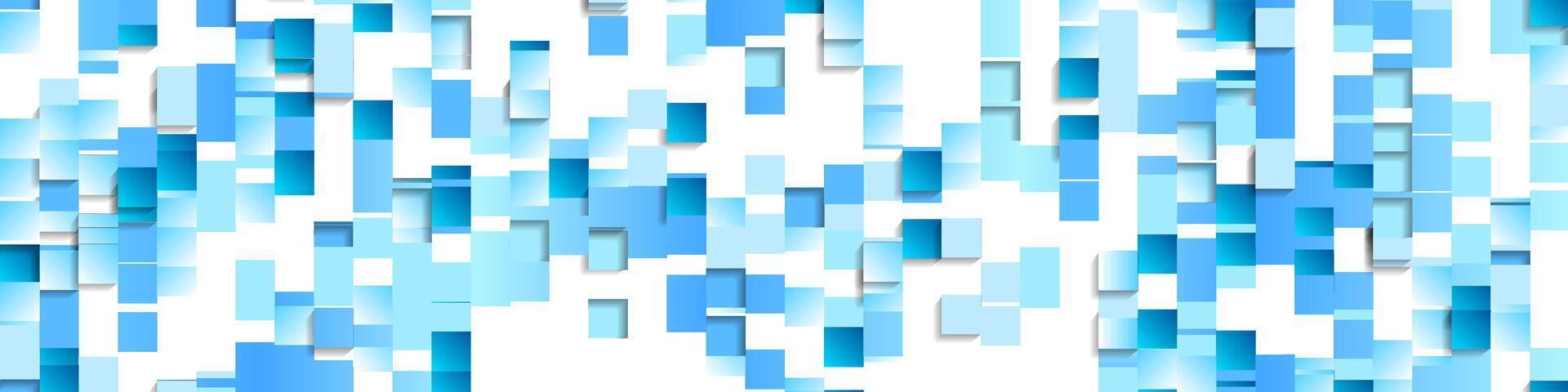 Abstract tech banner with blue glossy mosaic squares vector