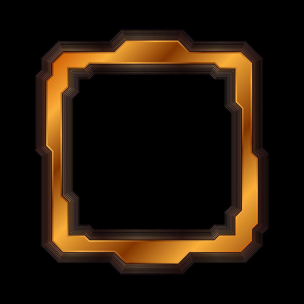 Luxury golden technology geometric frame abstract background vector