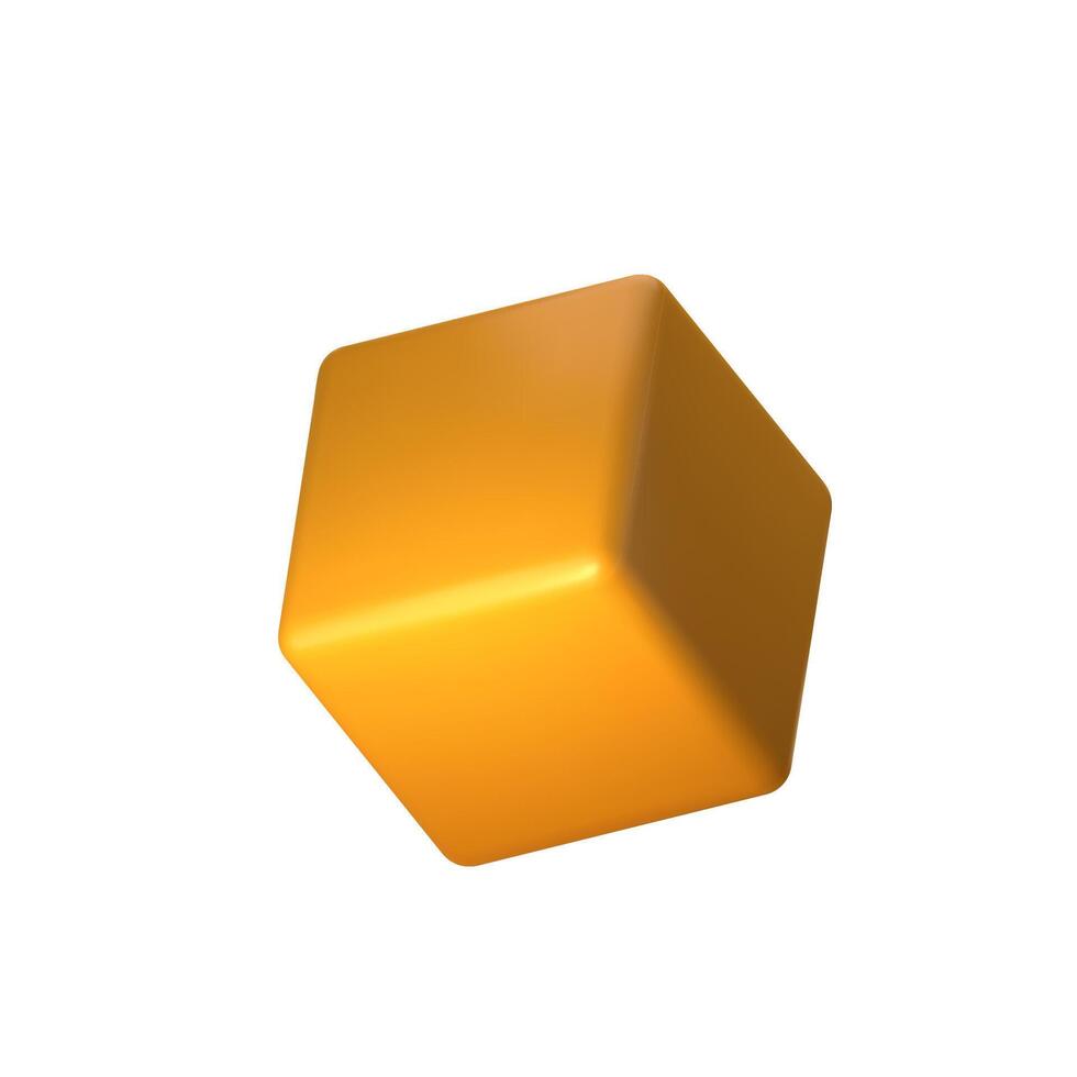 Abstract yellow 3D cube illustration, isolated on white background. Perfect for infographics, digital, and print materials. Modern, realistic, and scalable graphic for versatile design use. vector