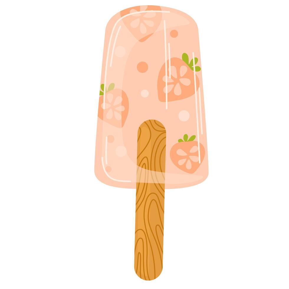 Ice cream Strawberry popsicles fruity frozen treat isolated on white