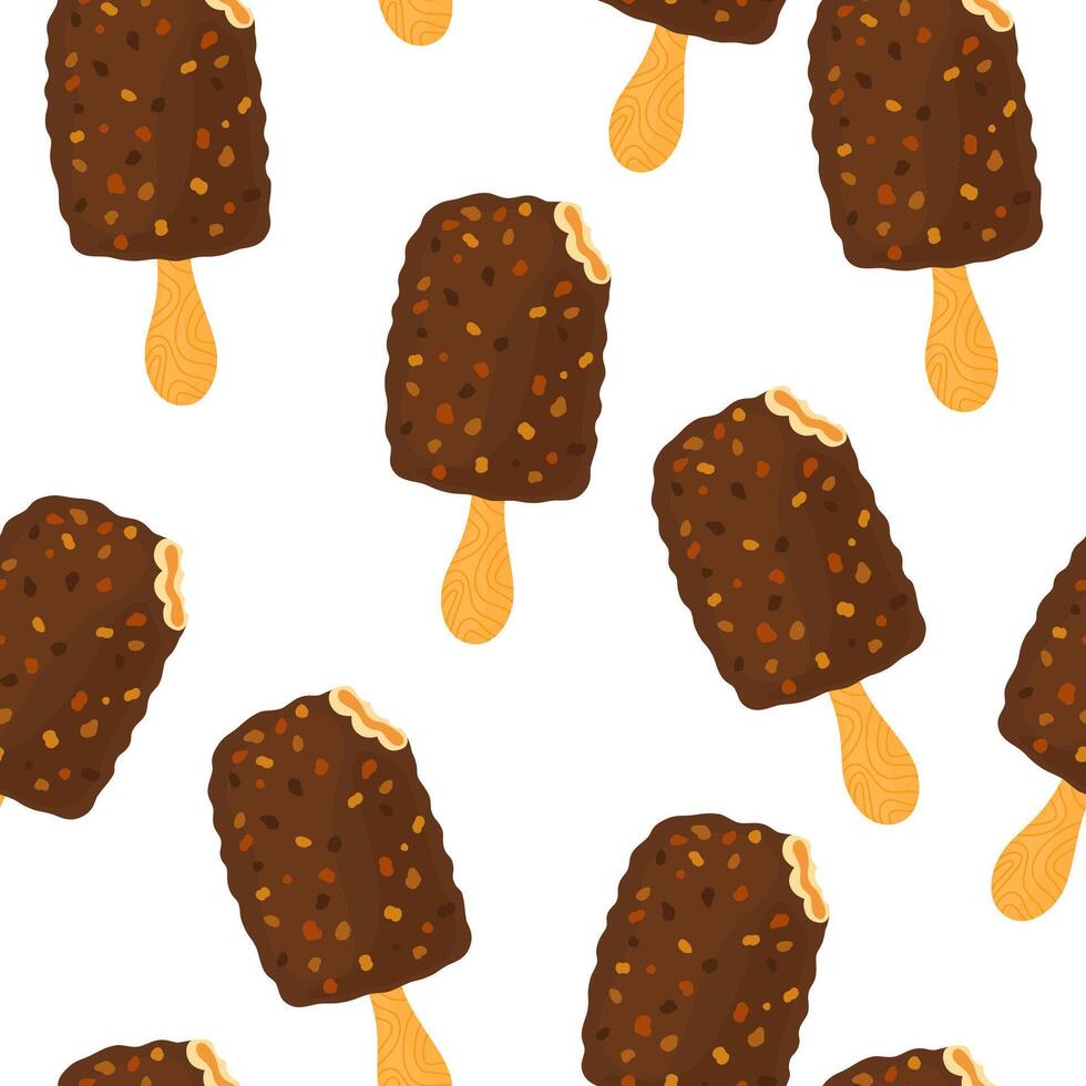 Tasty ice cream. Backdrop with delicious frozen creamy refreshing summer desserts. Hand drawn seamless pattern for fabric, textiles, wrapping paper, cover, banner vector