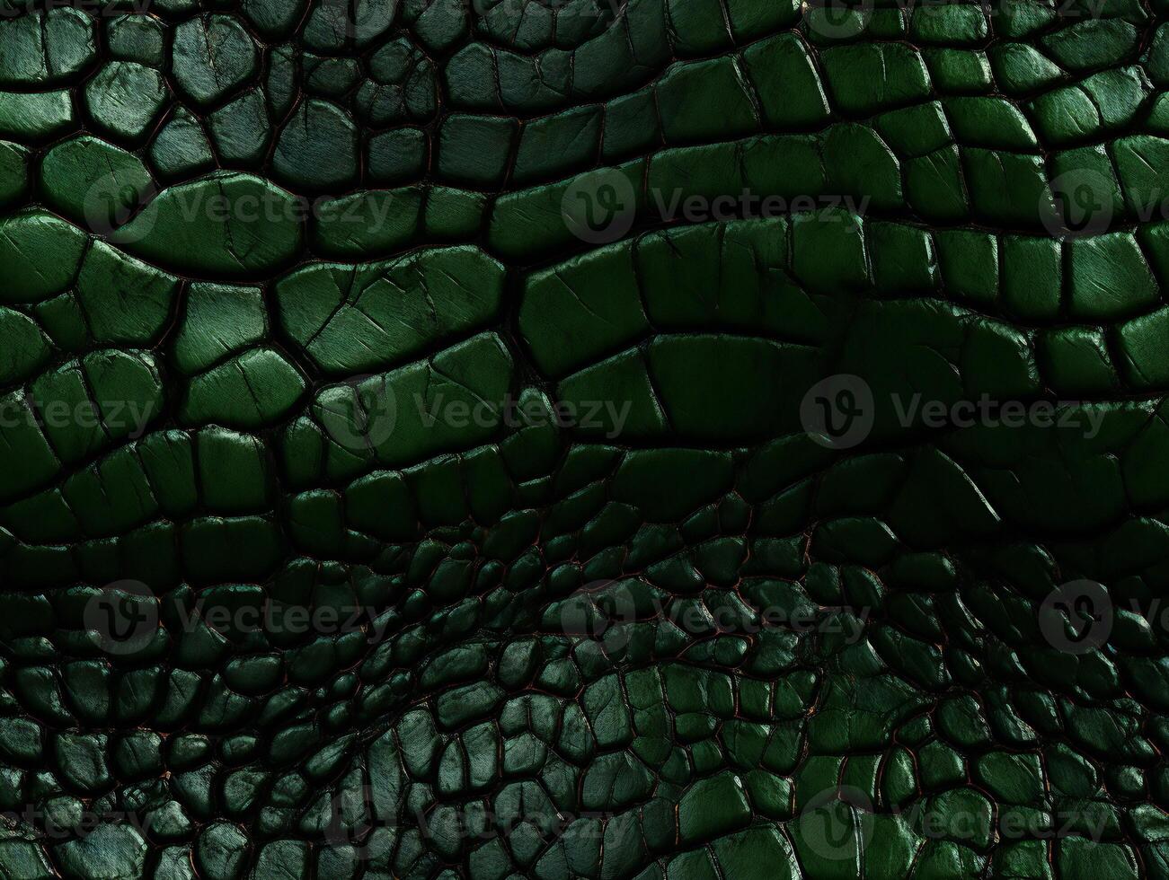 Close-up photo of green crocodile skin texture