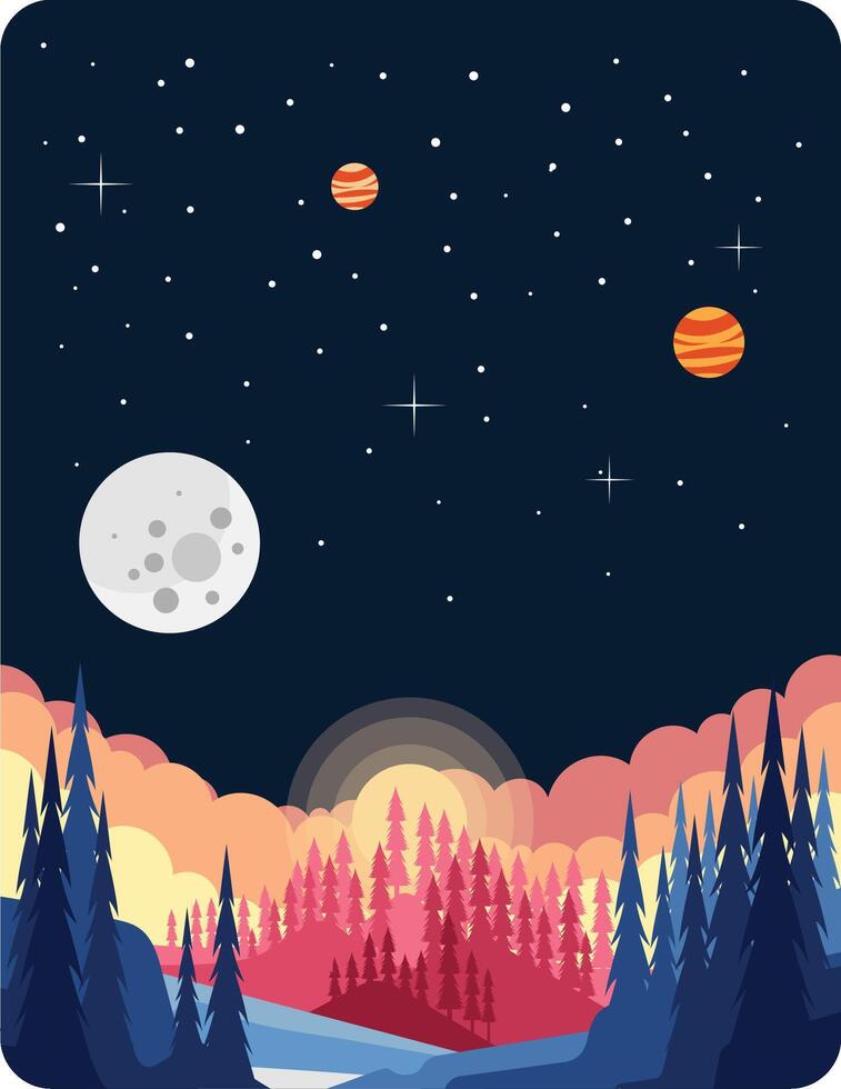 Fantasy Planet Landscape Illustration vector