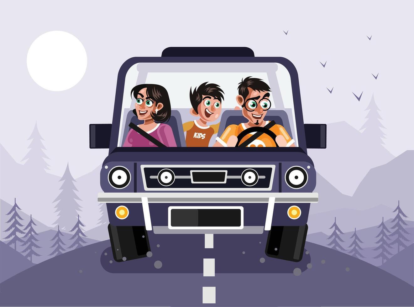 Family in Car Graphics Illustration vector