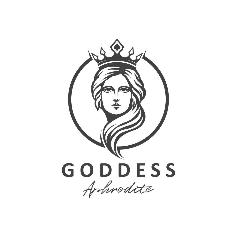 Ancient Greek Goddess of love and beauty Aphrodite icon logo design vector