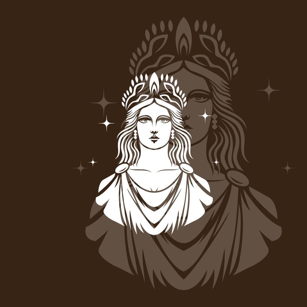 Ancient Greek Goddess of love and beauty Aphrodite icon logo design vector