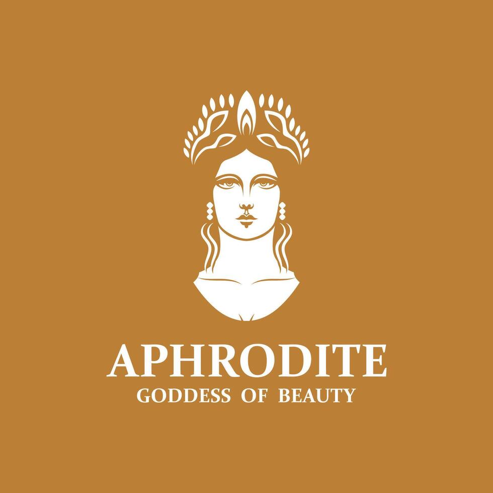 Ancient Greek Goddess of love and beauty Aphrodite icon logo design vector