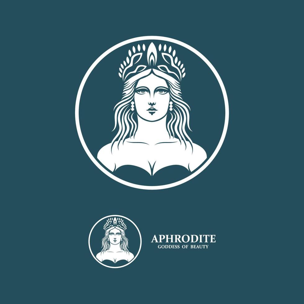 Ancient Greek Goddess of love and beauty Aphrodite icon logo design vector