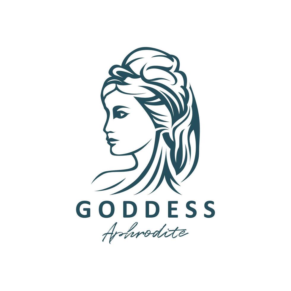 Ancient Greek Goddess of love and beauty Aphrodite icon logo design vector