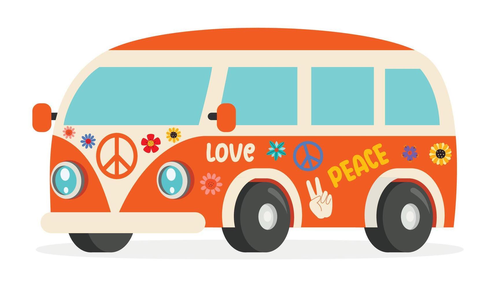 Flat Drawing Of A Camper Van vector