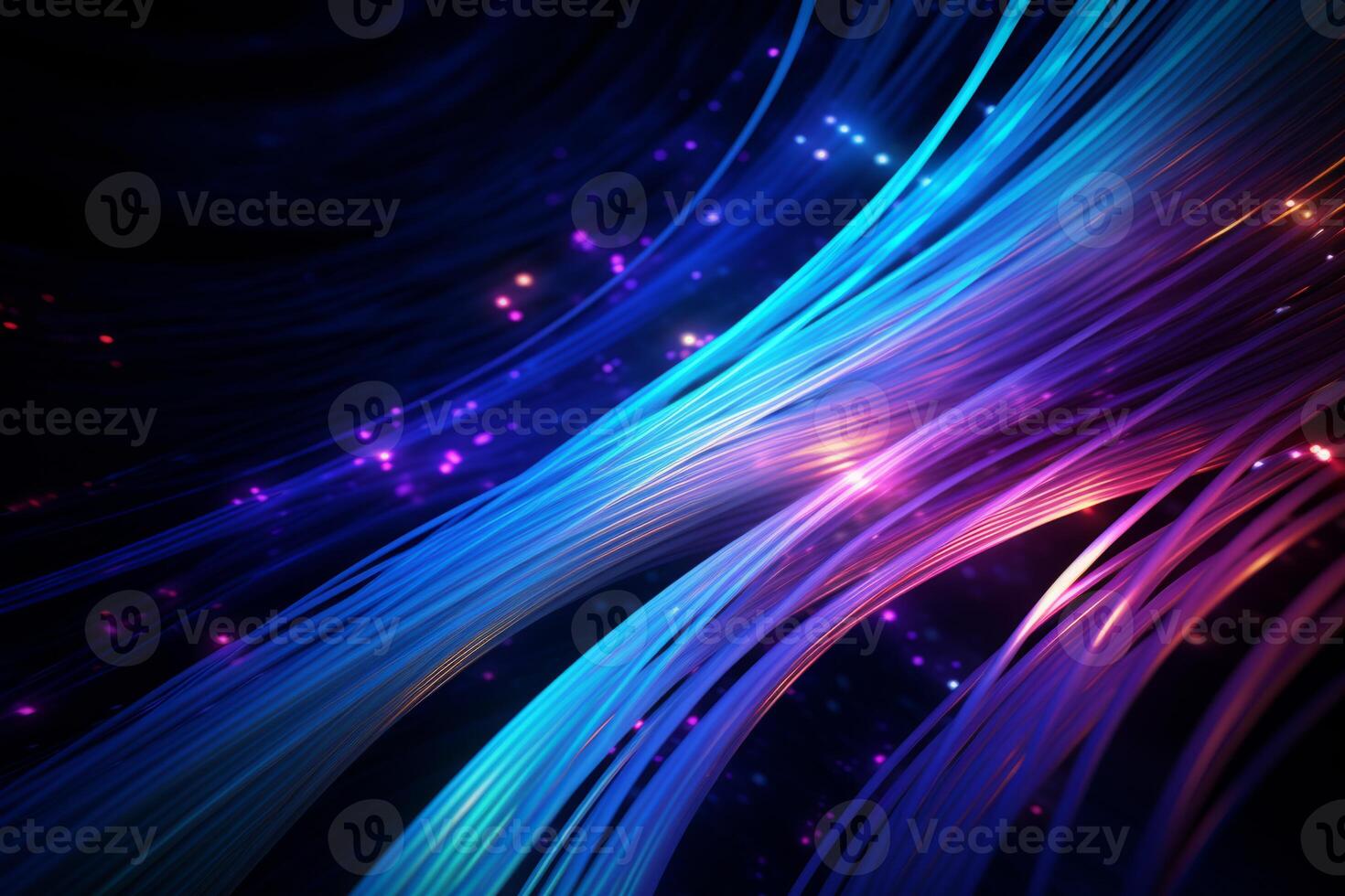 Colorful optic fiber electrical cables wires neon waves lines abstract 3d ai design background pattern glow colored streams information optical connection internet web multicolor data led photo