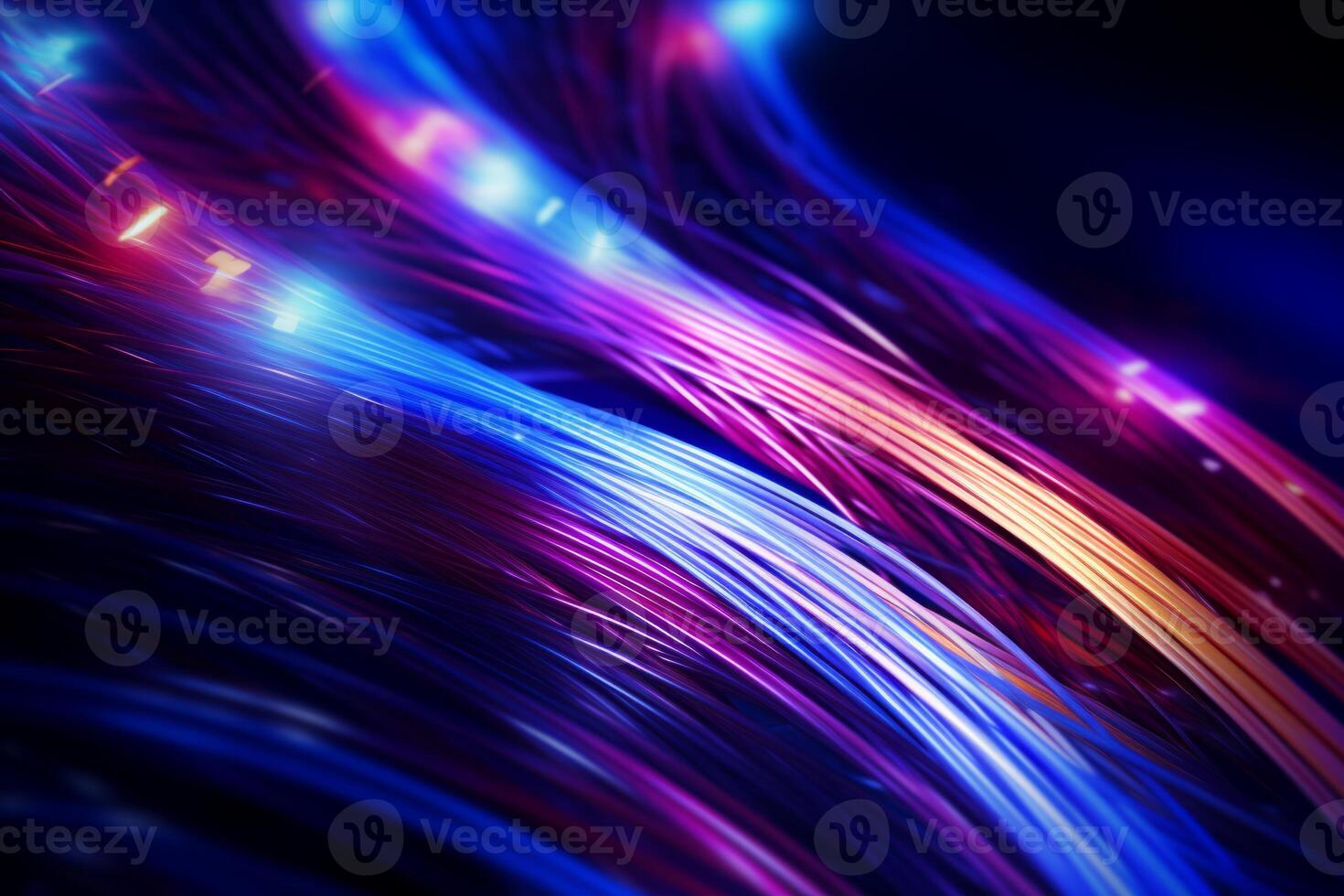 Colorful optic fiber electrical cables wires neon waves lines abstract 3d ai design background pattern glow colored streams information optical connection internet web multicolor data led photo