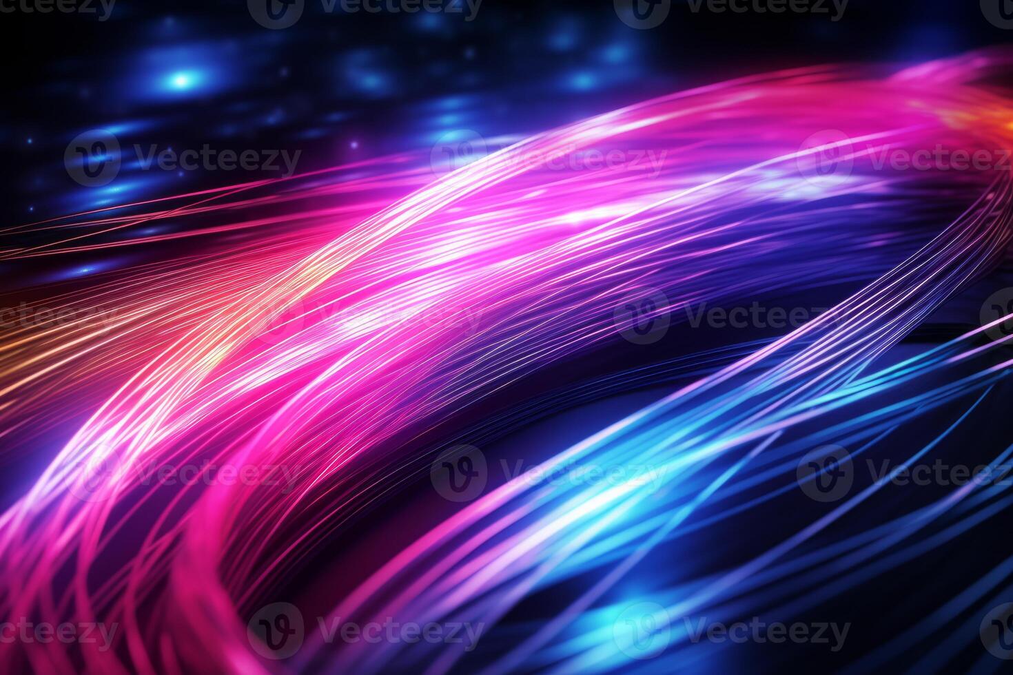 Colorful optic fiber electrical cables wires neon waves lines abstract 3d ai design background pattern glow colored streams information optical connection internet web multicolor data led photo