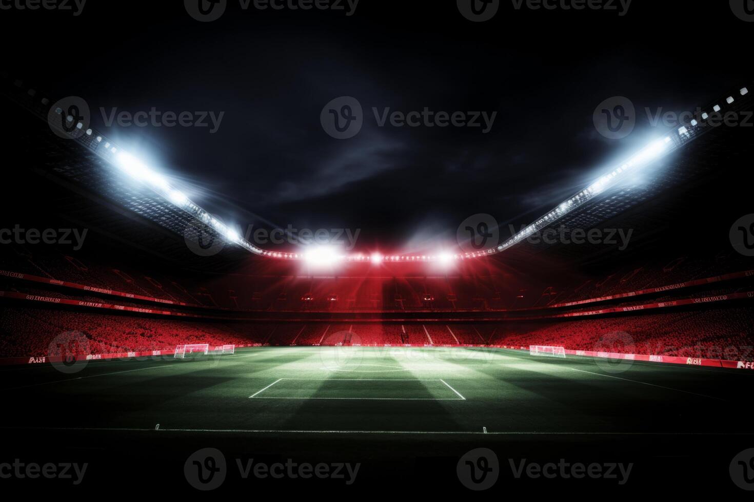 Soccer background on ground grass stadium football game sport competition event championship match artificial green grass lawn grassy field outdoors calm empty sports isolated night photo