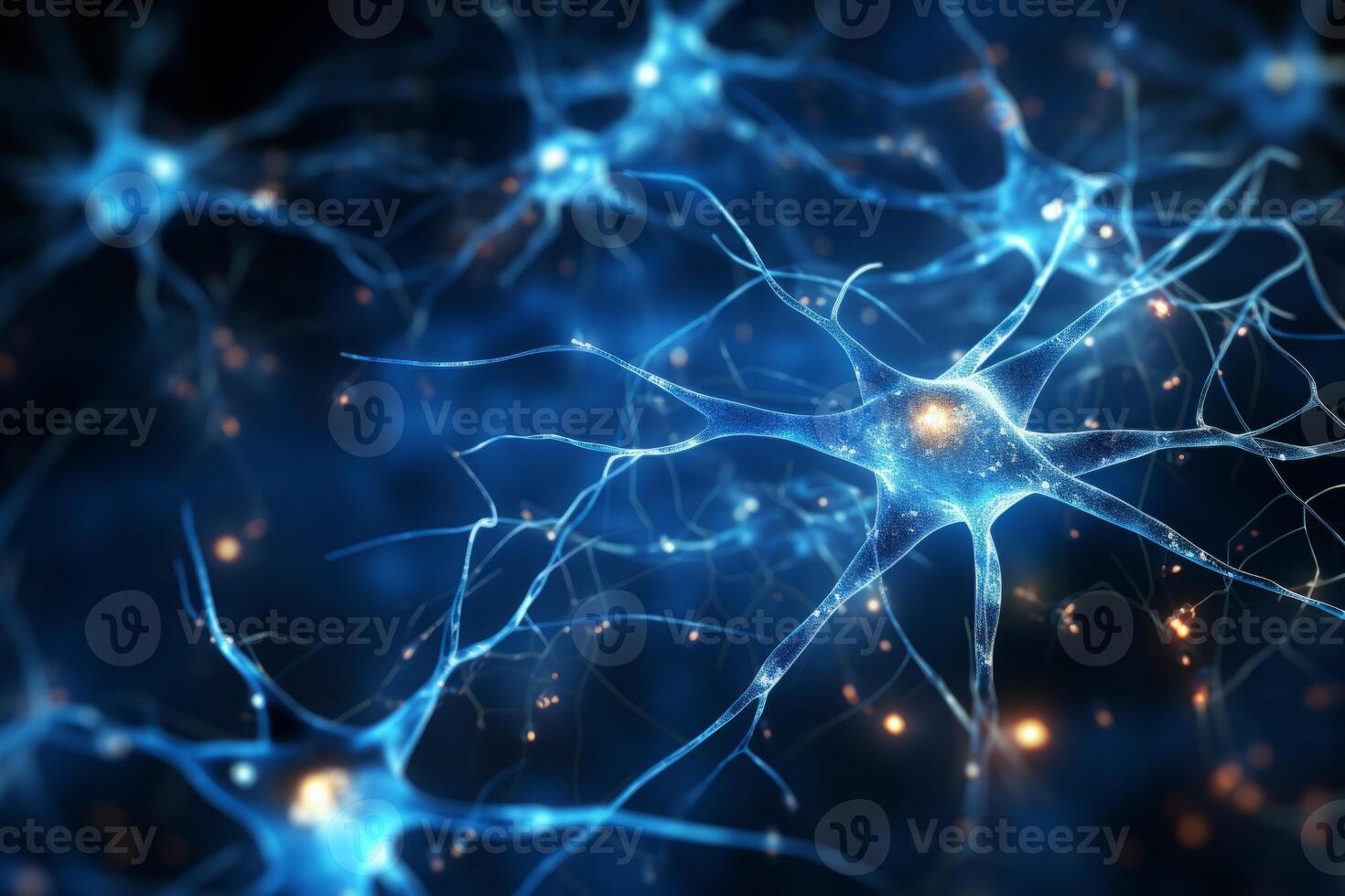 Neuron cells neural network under microscope neuro research science brain signal information transfer human neurology mind mental impulse biology anatomy microbiology intelligence photo