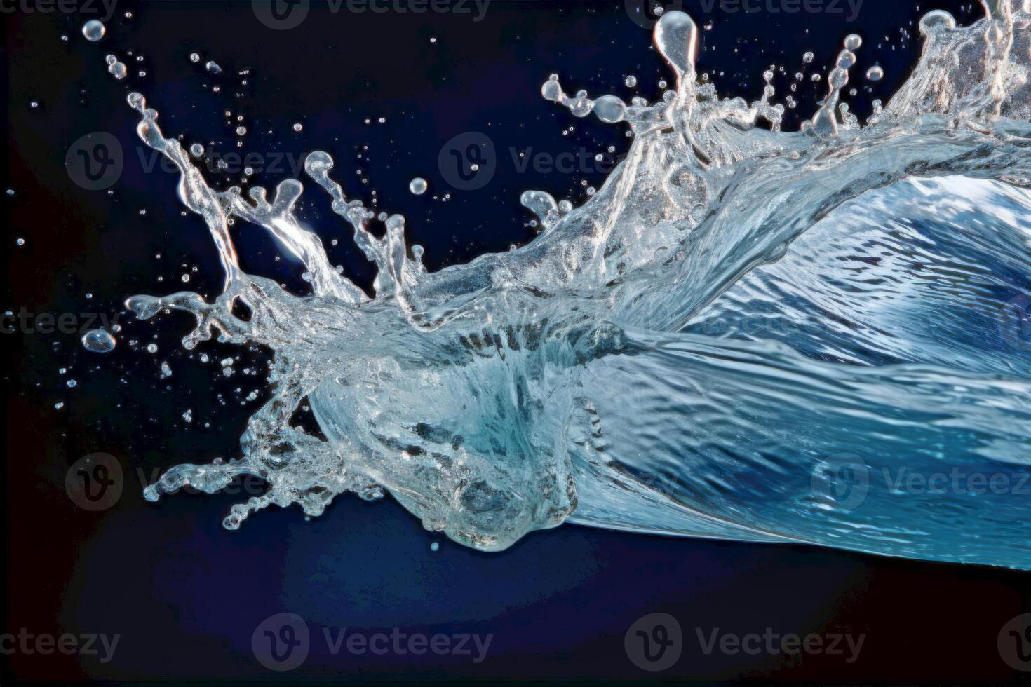Close up falling drop of clear water with waves splash purity liquid reflection transparent macro photography impact purity aqua bubble drink ecology nature background hygiene abstract photo