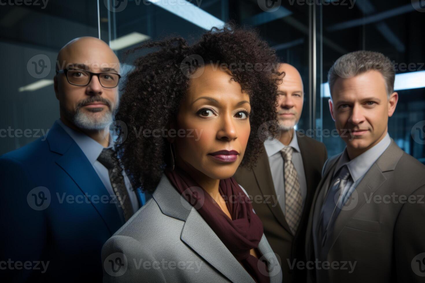 Diverse team posing in front of office building company advertising ad marketing hr employees teamwork job done success women men businessmen managers smiling friends group happy photo