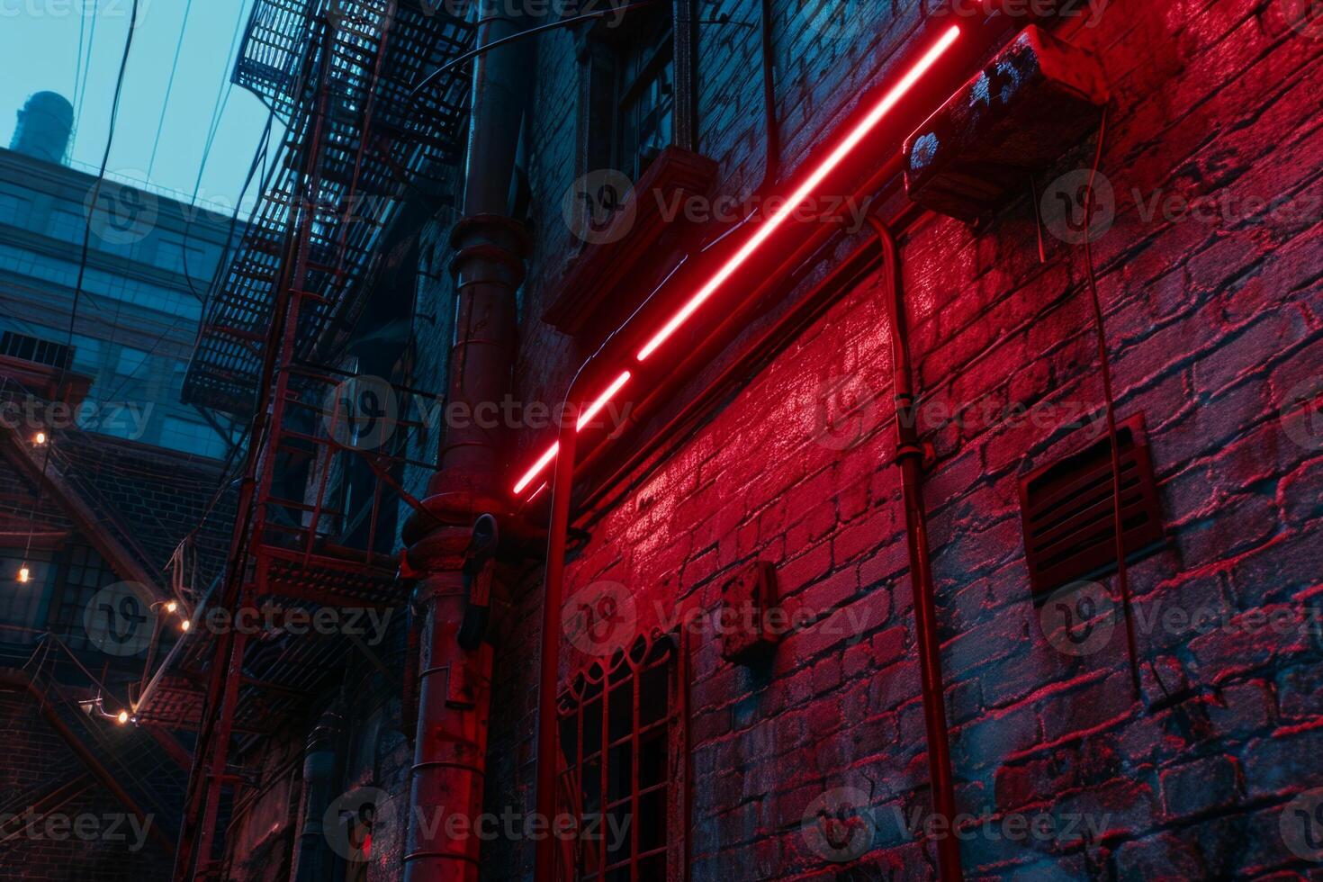 Futuristic dark cyberpunk city dystopia streets colorful neon lights glow night architecture skyscrapers background cyberspace technology simulation cyber fantasy science fiction photo