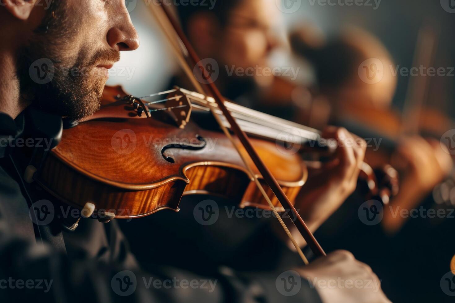 Talented musician playing violin cello in orchestra concert theatre opera musical talent skill classical music artistic performance string instrument intelligent person clear sound live photo