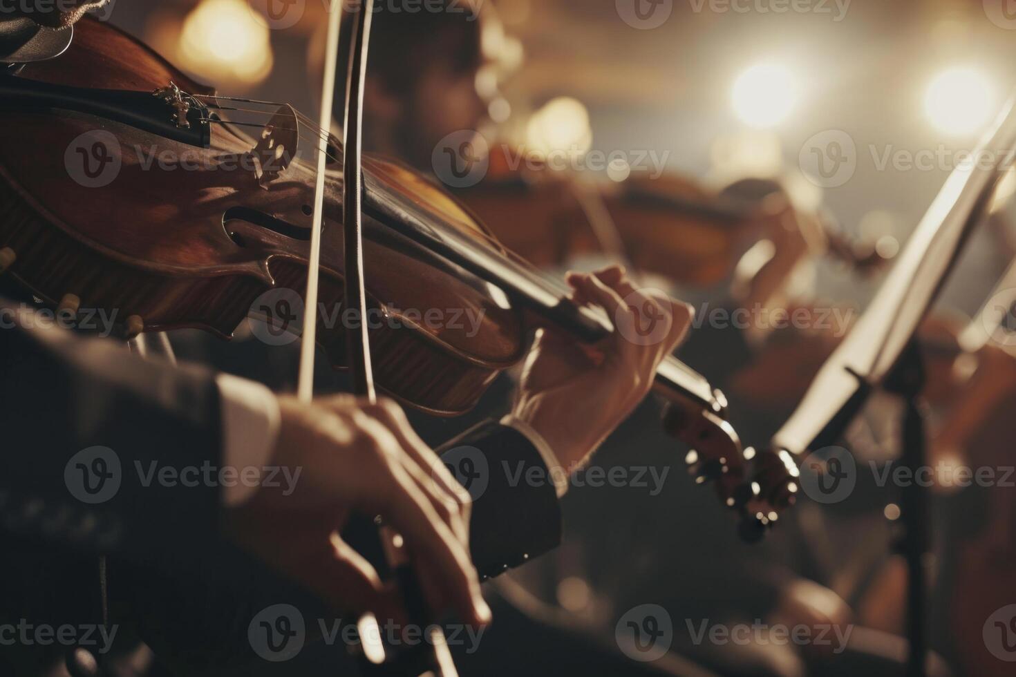Talented musician playing violin cello in orchestra concert theatre opera musical talent skill classical music artistic performance string instrument intelligent person clear sound live photo