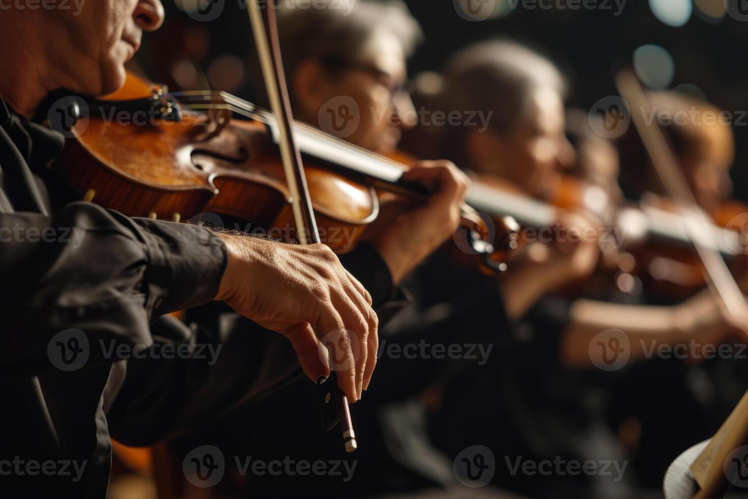 Talented musician playing violin cello in orchestra concert theatre opera musical talent skill classical music artistic performance string instrument intelligent person clear sound live photo