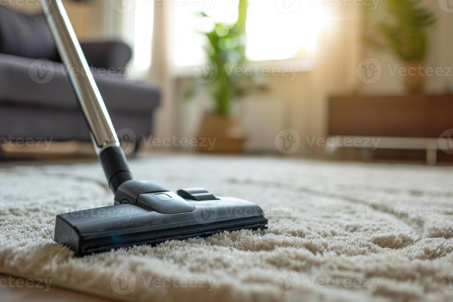 Close up one person cleaning the living room vacuum cleaner carpet housekeeping home flooring rug sweeping apartment hygiene chores inside leisure activity neat routine freshness dirty electric device photo