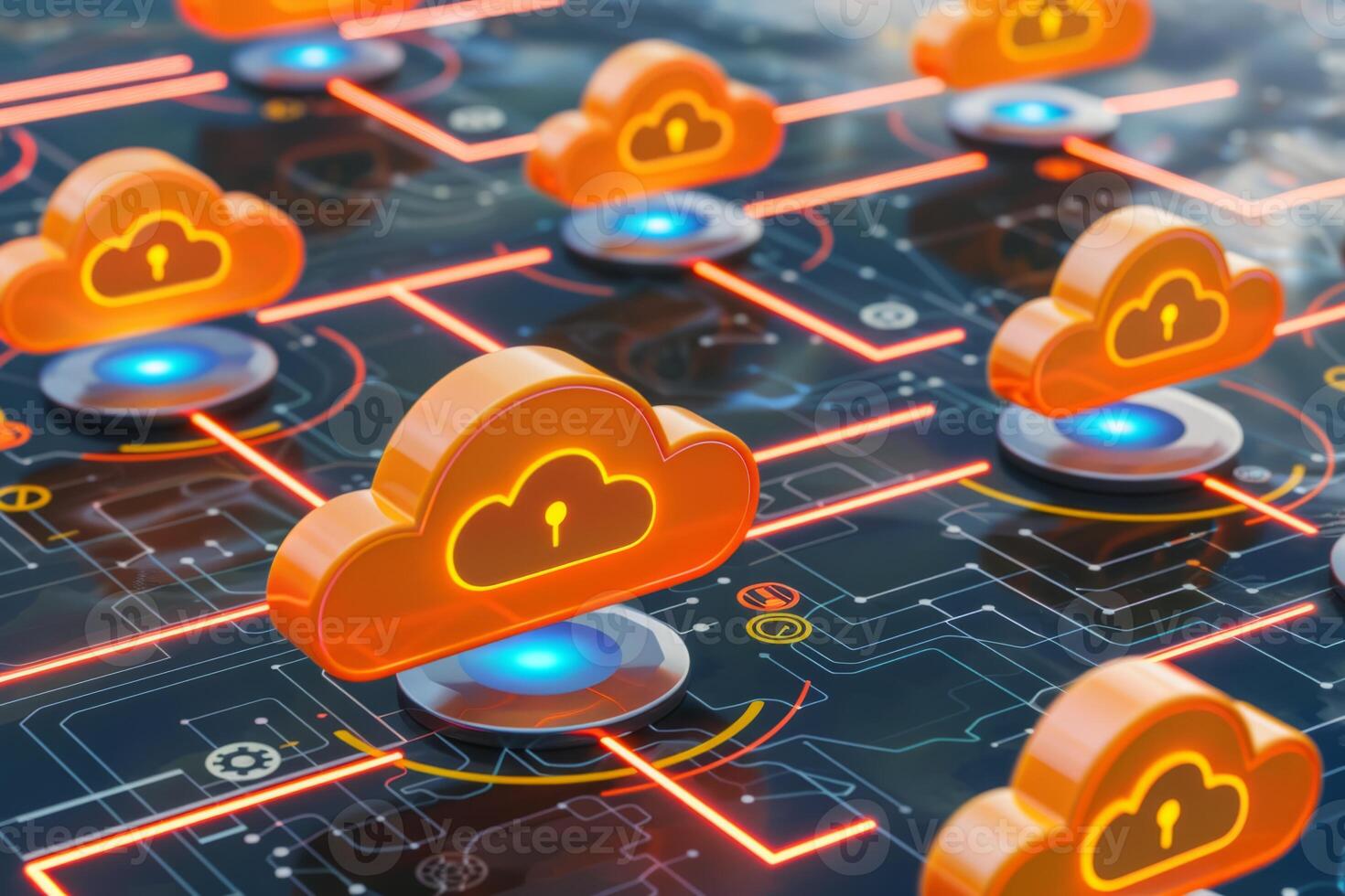 Cloud computing network safe encrypted storage personal data protection verified technology encription security protocol wireless file transfer drive service cyberspace global database photo