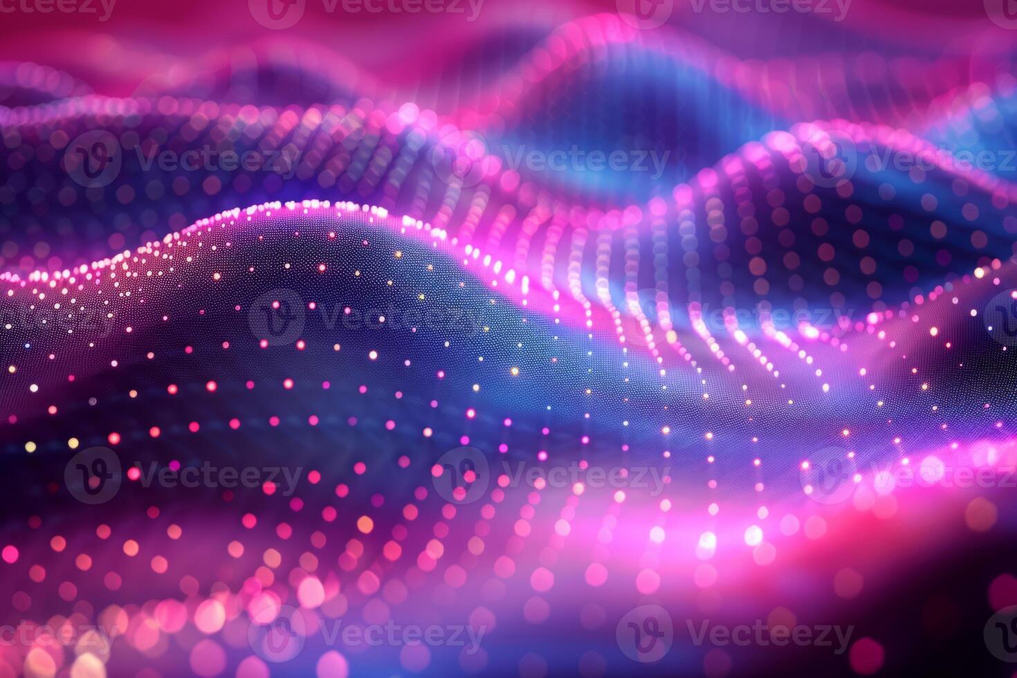 A colorful, abstract image of a pink and blue ocean with mountains in the background. The waves are wavy and the mountains are tall and jagged. Scene is one of serenity and tranquility photo