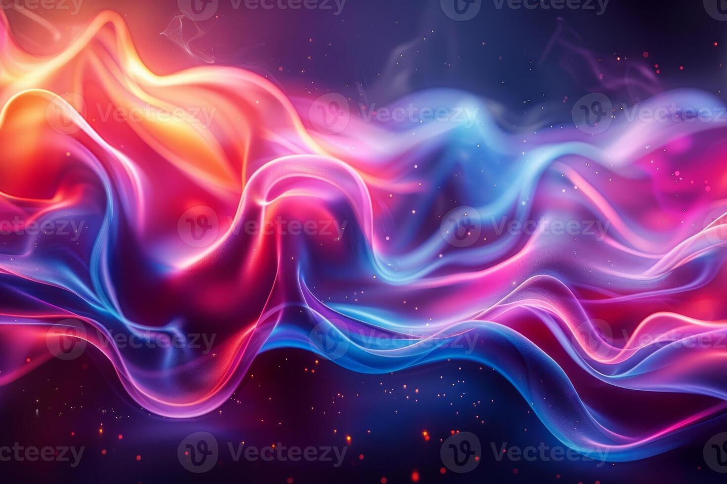 A colorful, abstract image of a pink and blue ocean with mountains in the background. The waves are wavy and the mountains are tall and jagged. Scene is one of serenity and tranquility photo