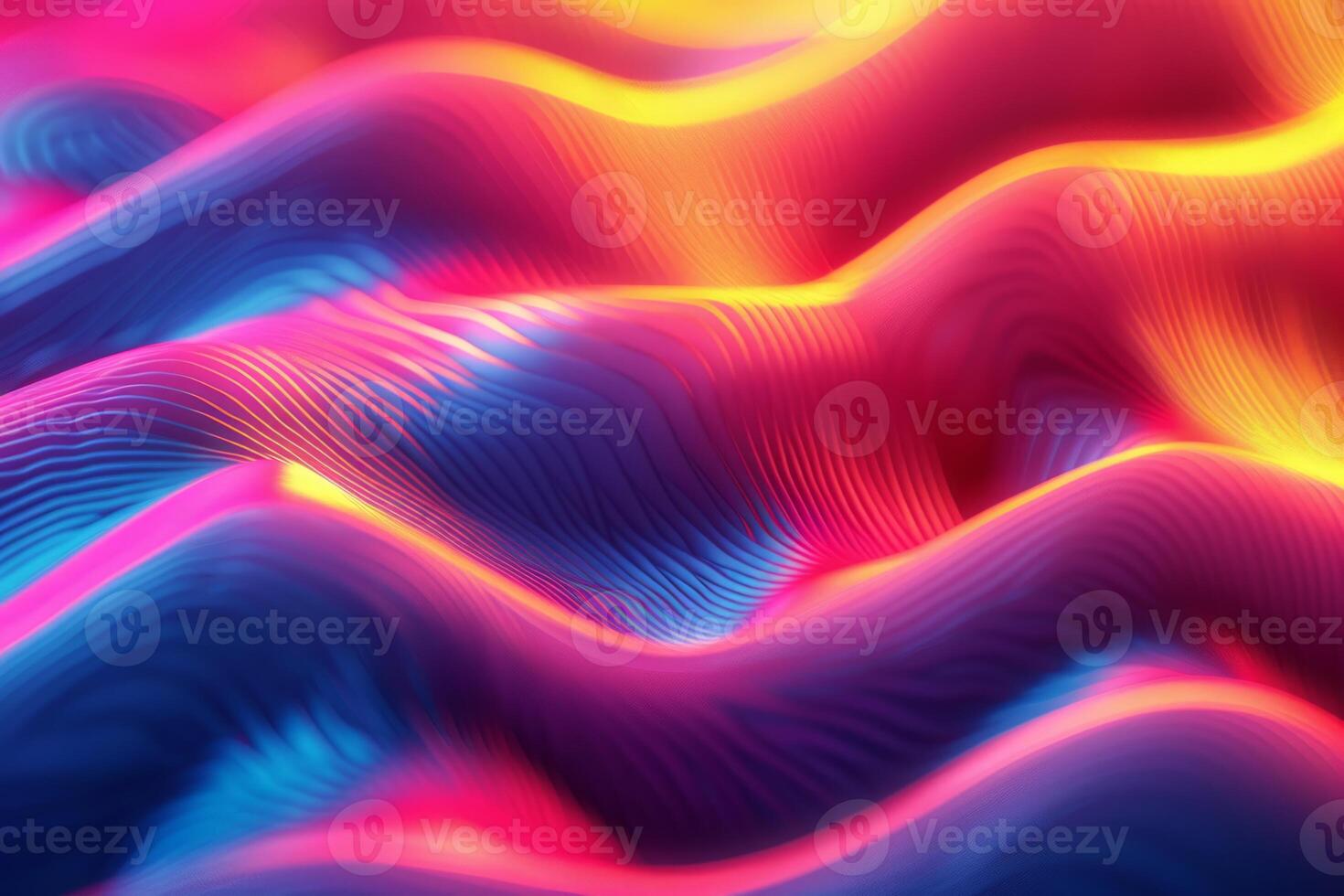 A colorful, abstract image of a pink and blue ocean with mountains in the background. The waves are wavy and the mountains are tall and jagged. Scene is one of serenity and tranquility photo