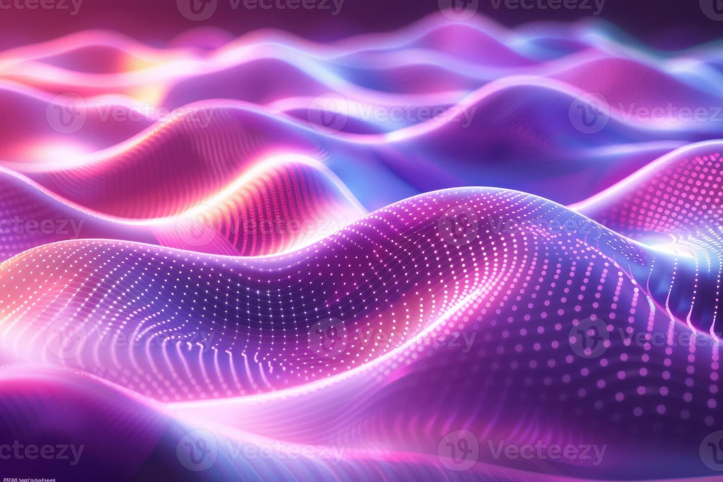 A colorful, abstract image of a pink and blue ocean with mountains in the background. The waves are wavy and the mountains are tall and jagged. Scene is one of serenity and tranquility photo
