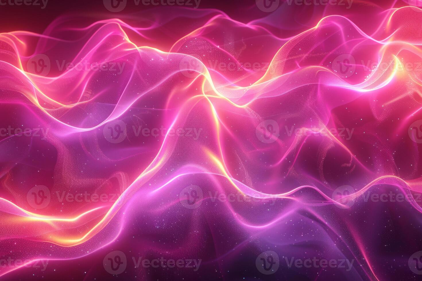 A colorful, abstract image of a pink and blue ocean with mountains in the background. The waves are wavy and the mountains are tall and jagged. Scene is one of serenity and tranquility photo