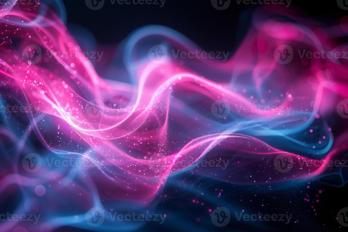 A colorful, abstract image of a pink and blue ocean with mountains in the background. The waves are wavy and the mountains are tall and jagged. Scene is one of serenity and tranquility photo
