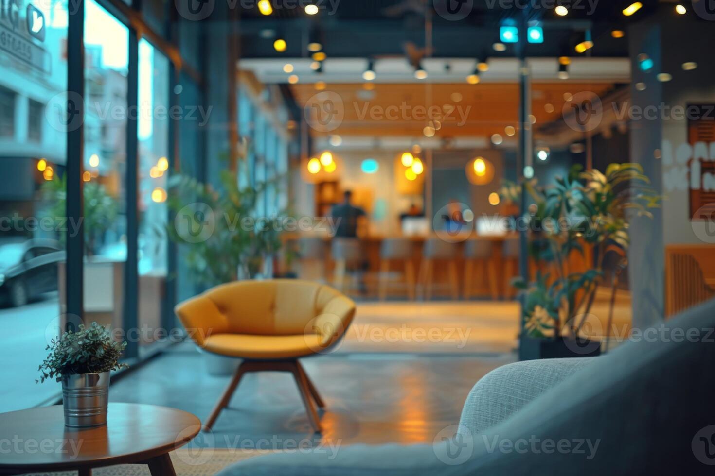Modern office space with plants and bright rooms for startup work perfect environment simple minimalism corridor room individual workplace green and sustainable photo
