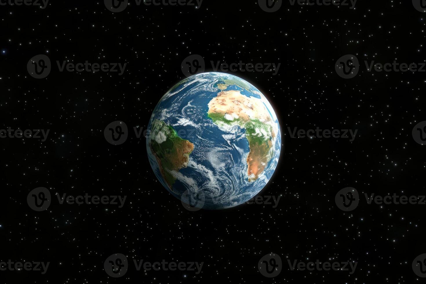 A view of the Earth from space, with a bright blue planet surrounded by a dark sky. The stars are scattered throughout the sky, creating a sense of vastness and wonder photo