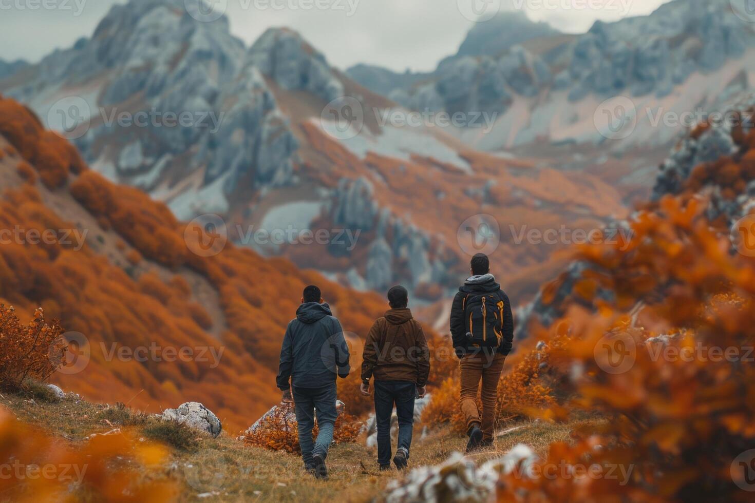 Happy family friends hiking journey mountains backpack friend group nature love joy trek hike trekking sports adult children freedom vacation relaxation relaxed holiday experience walking photo