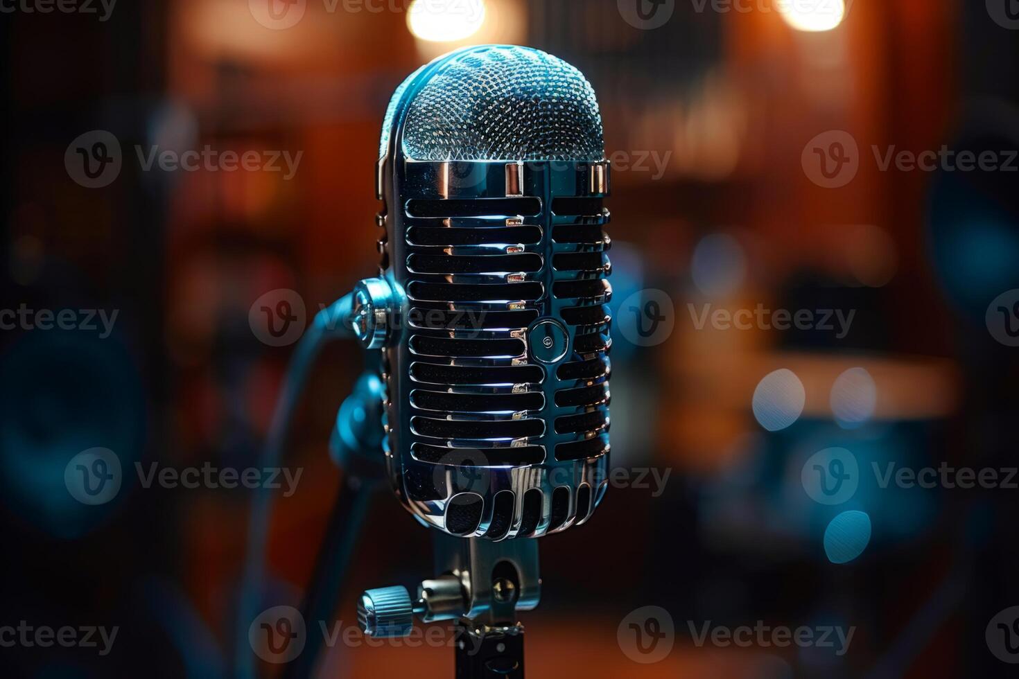 Professional microphone studio podcast stream interview platform radio with micrecording voice singing in bright record studio audio quality equipment content music media entertainment photo